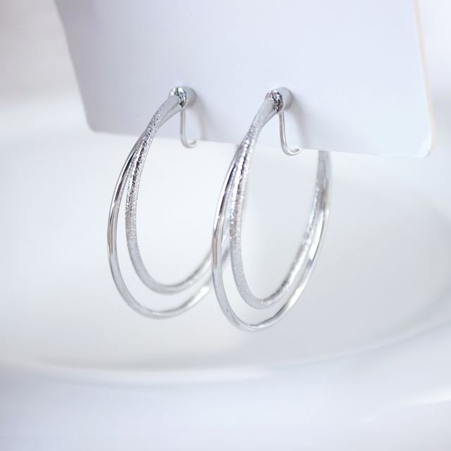 Joodii-Layered Alloy Open Hoop Earring Ear Cuff