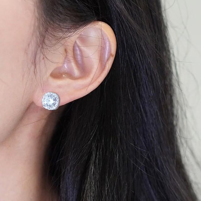 Joodii-Rhinestone Stud Earring Clip On Earring