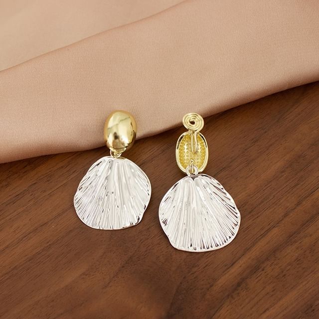 Joodii-Textured Drop Earring Clip-On Earring
