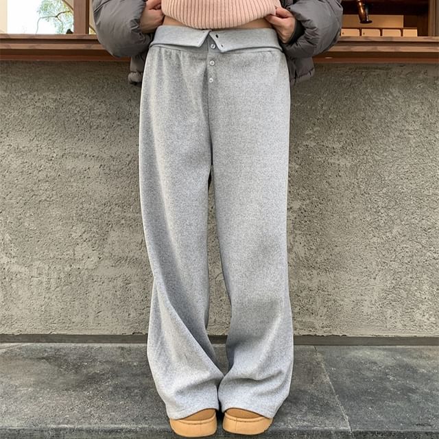 Joyciful-High Waist Plain Wide Leg Pants