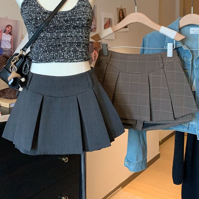 Joyciful-High Waist Pleated Skort