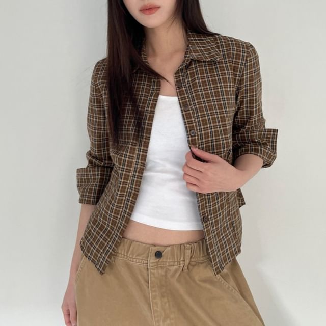 Joyciful-Long-Sleeve Plaid Shirt