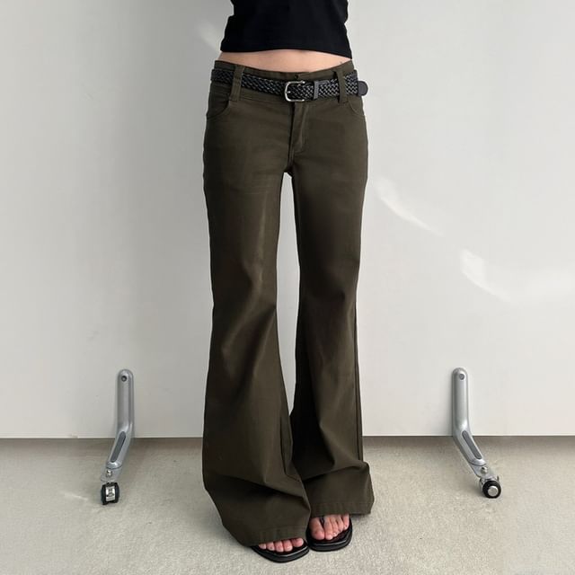 Joyciful-Low Rise Plain Flared Jeans