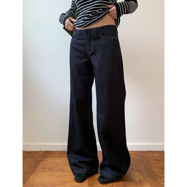 Joyciful-Low Rise Unwashed Flared Jeans