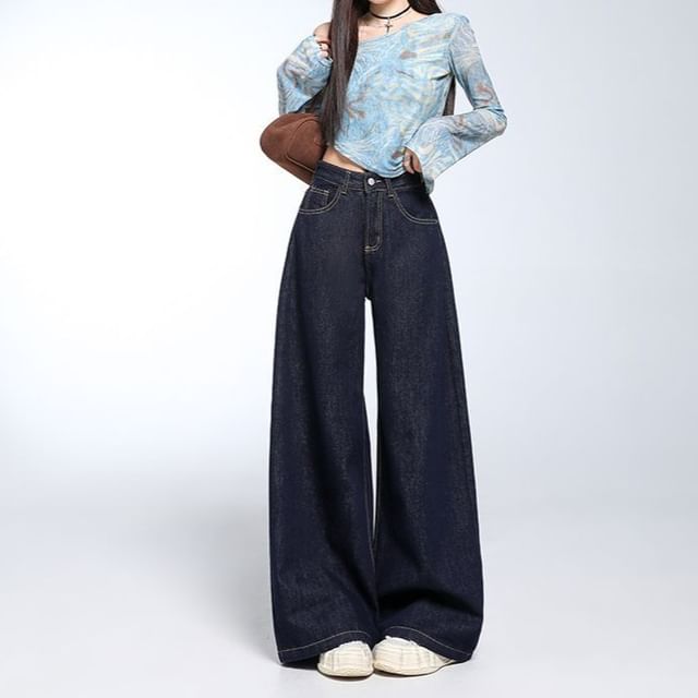Joyciful-Mid Rise Plain Barrel Leg Baggy Jeans