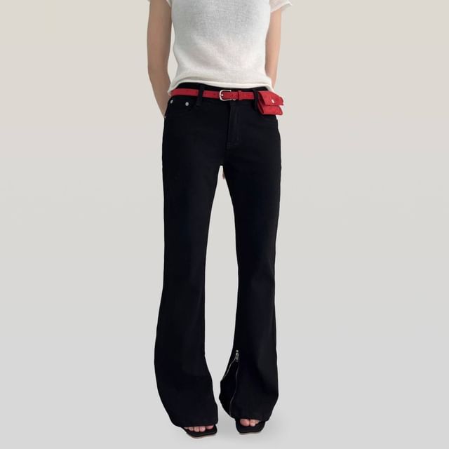 Joyciful-Mid Rise Plain Bootcut Jeans