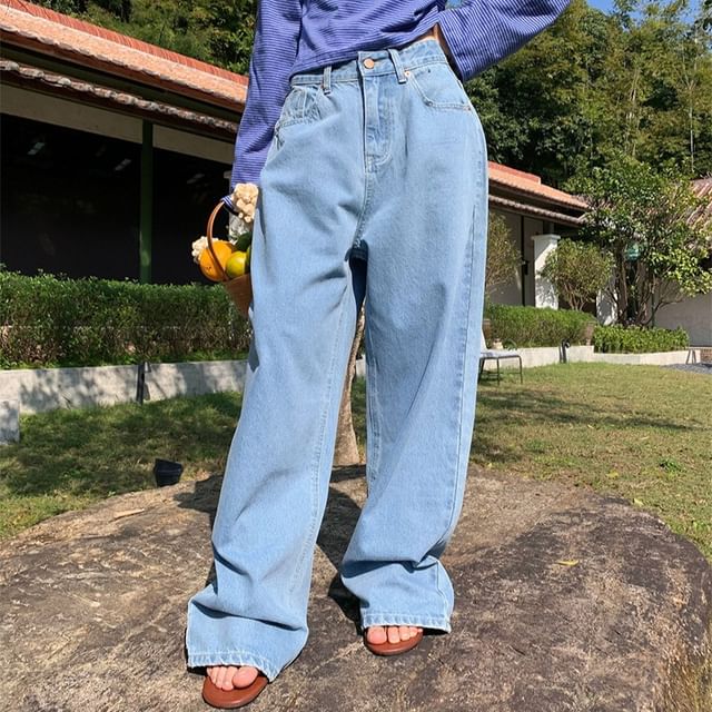 Joyciful-Mid Rise Washed Baggy Jeans