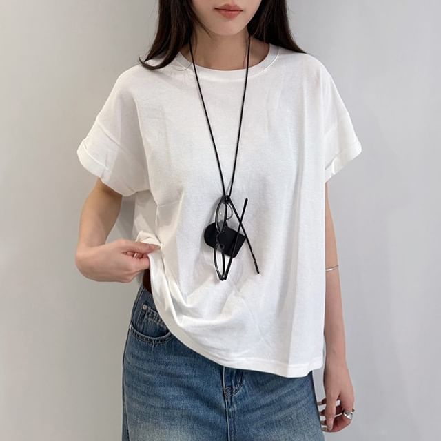 Joyciful-Short Sleeve Crew Neck Plain Oversized T-Shirt