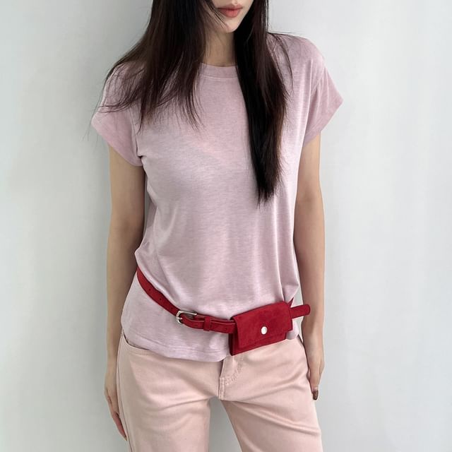 Joyciful-Short-Sleeve Crew Neck Plain T-Shirt