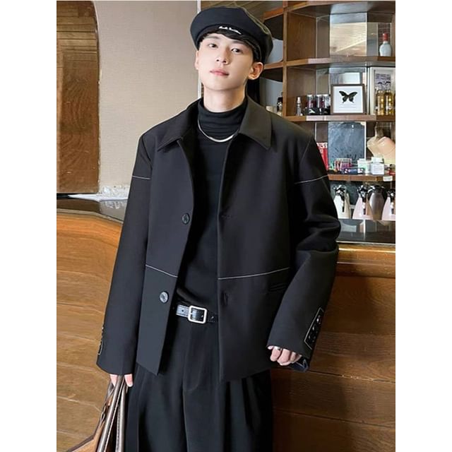 Jozev-Collar Contrast Trim Button Jacket