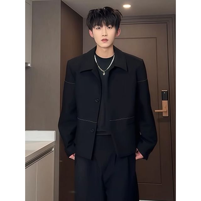 Jozev-Collar Contrast Trim Button Jacket
