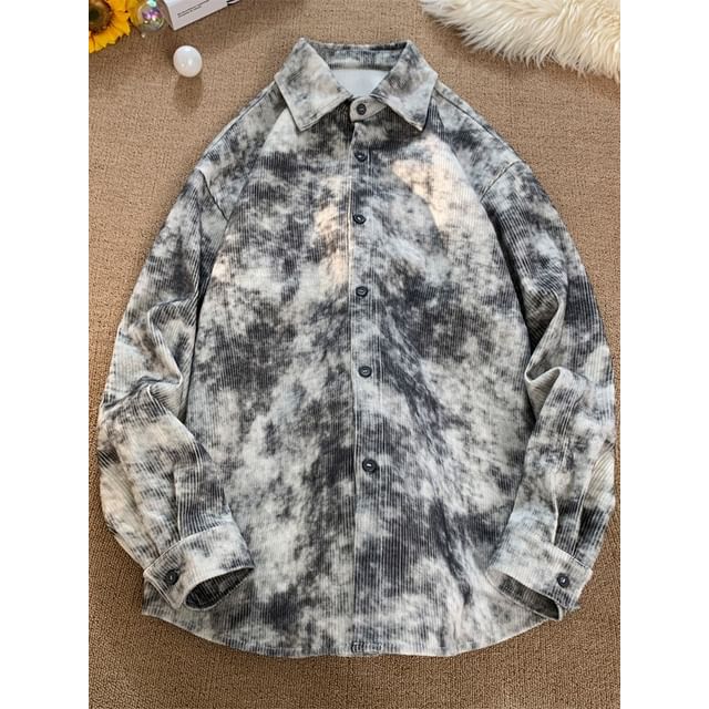Jozev-Collar Tie Dye Corduroy Button Shacket