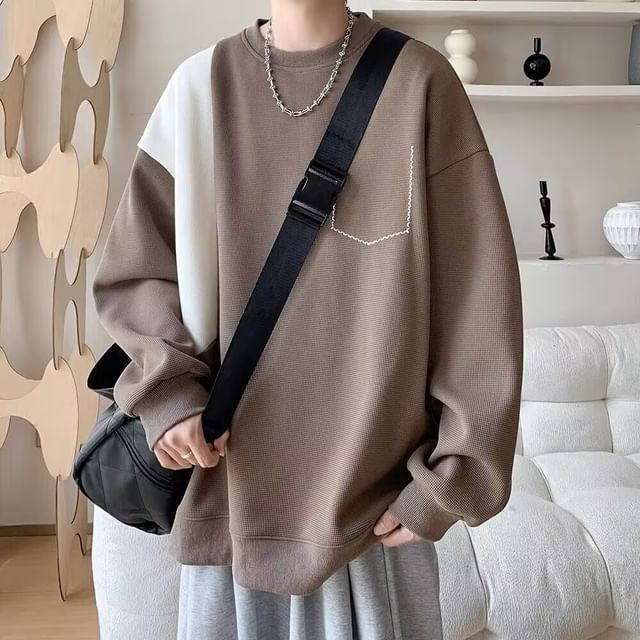 Jozev-Crew Neck Two Tone Sweatshirt