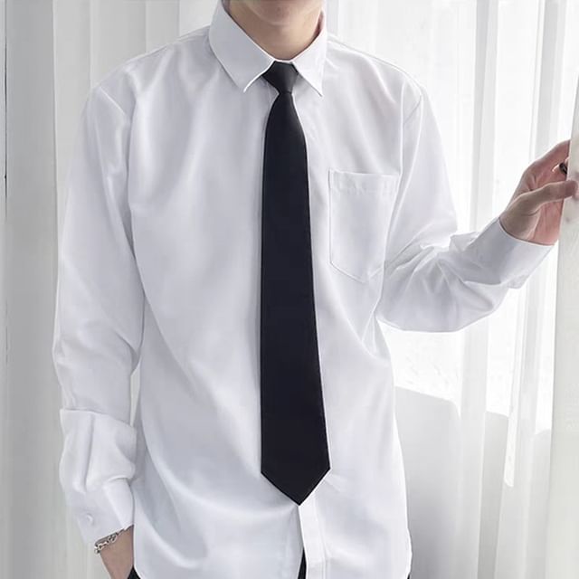 Jozev-Long-Sleeve Pocketed Plain Shirt