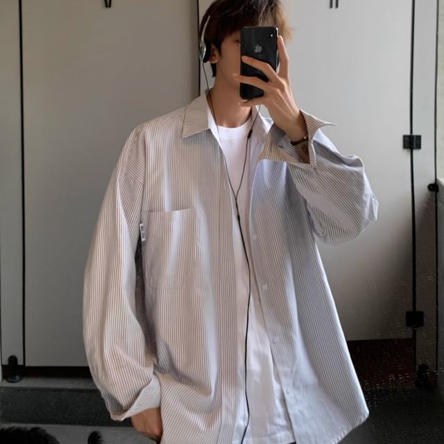 Jozev-Long-Sleeve Striped Button-Up Shirt