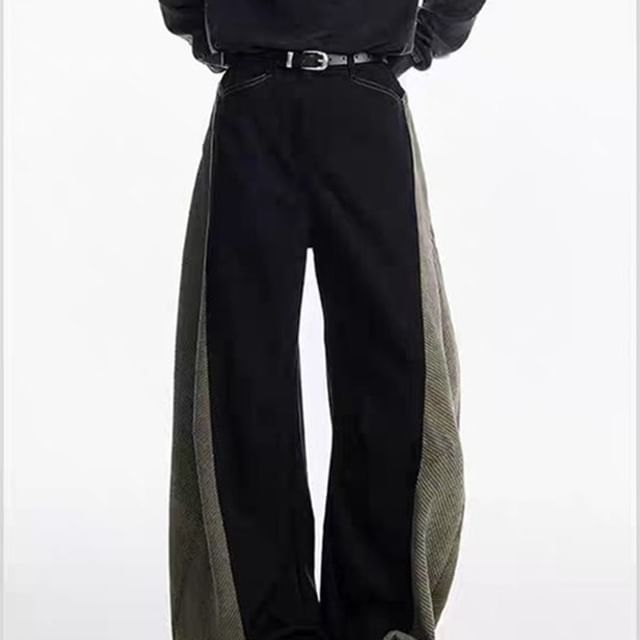Jozev-Mid Waist Paneled Barrel Leg Pants