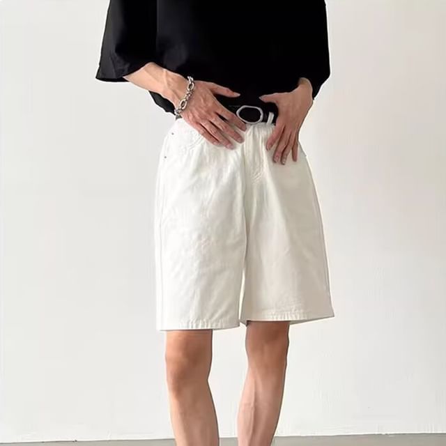 Jozev-Mid Waist Regular Fit Denim Shorts