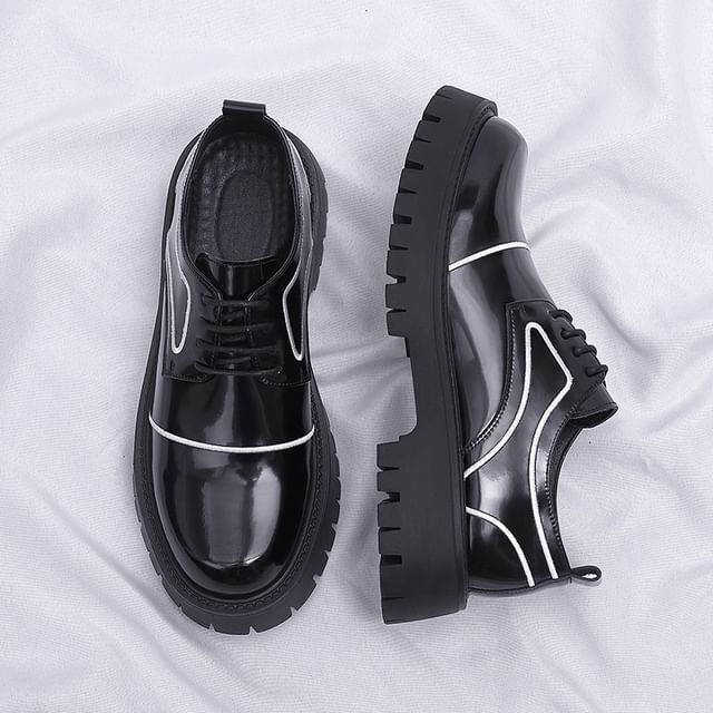 Jozev-Two Tone Lace-Up Platform Derby Shoes