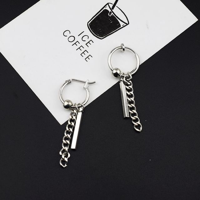 Juanitro-Bar Chain Drop Leverback Earring Clip-On Earring