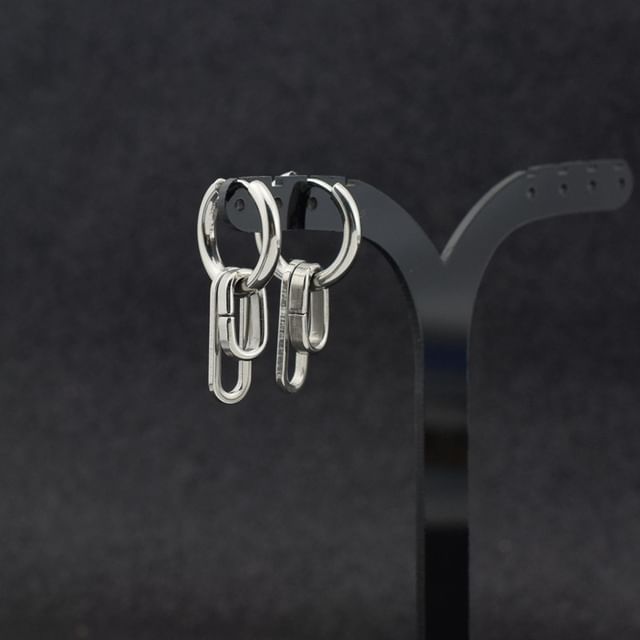 Juanitro-Interlocking Oval Alloy Drop Earring Clip On Earring