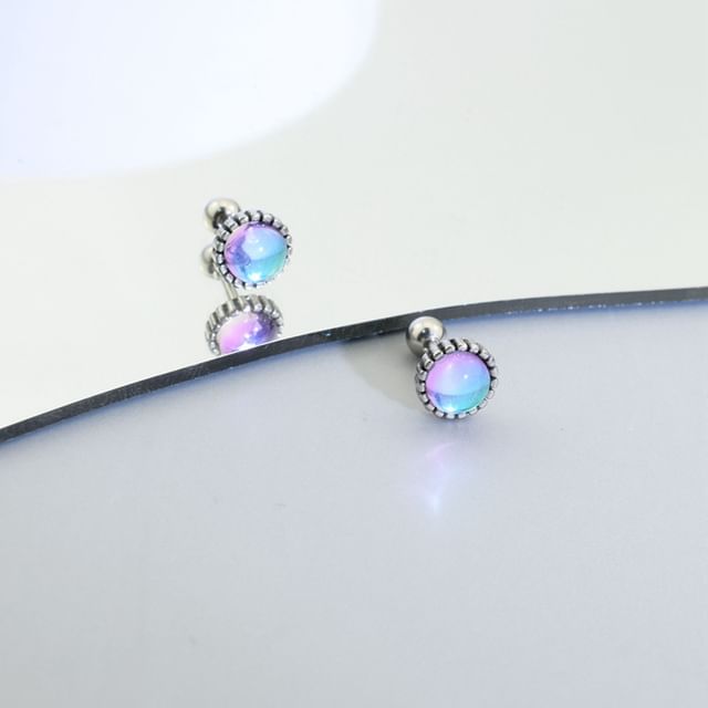 Juanitro-Moonstone Bead Alloy Barbell Earring