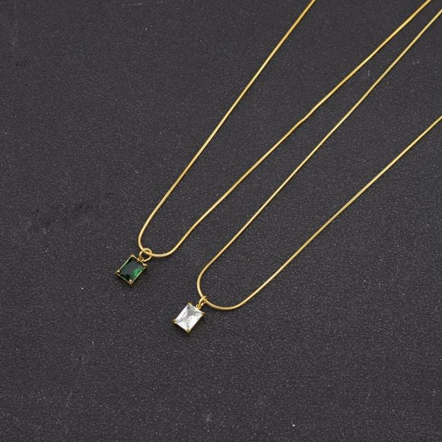 Juanitro-Rectangular CZ Pendant Necklace
