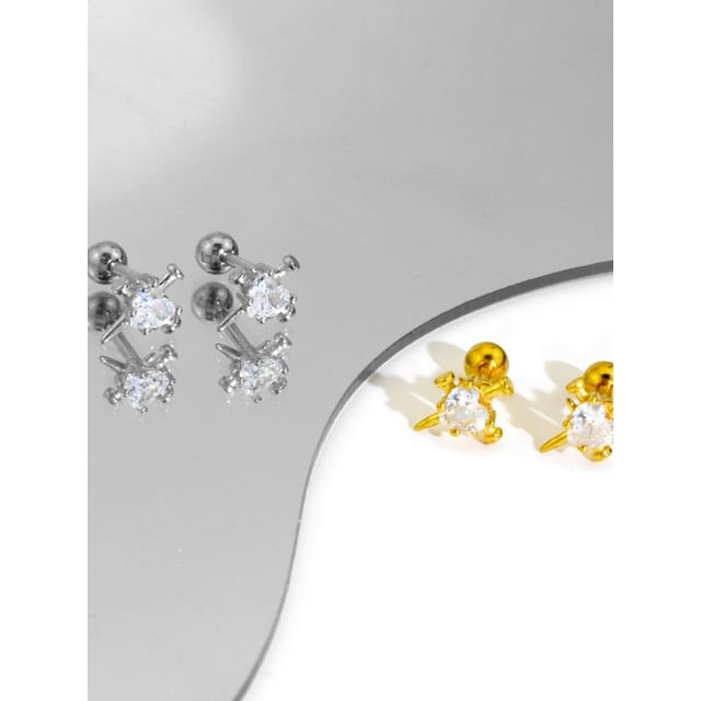 Juanitro-Rhinestone Nail Barbell Earring