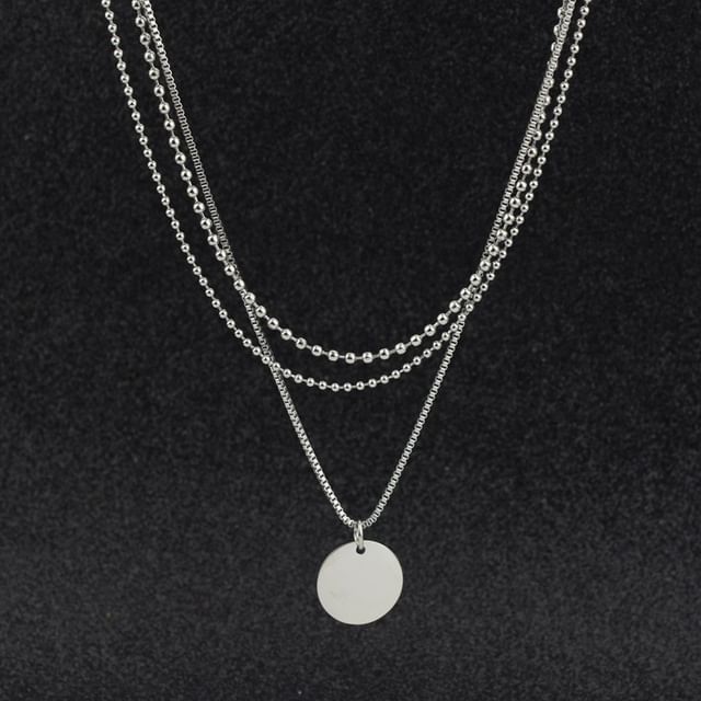Juanitro-Round Disc Pendant Layered Alloy Choker