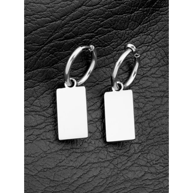 Juanitro-Tag Hoop Drop Earring Clip On Earring