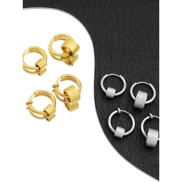 Juanitro-Textured Hoop Earring Clip On Earring