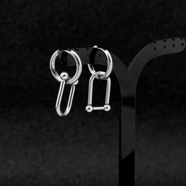 Juanitro-U Shaped Bar Asymmetrical Alloy Drop Earring Ear Cuff