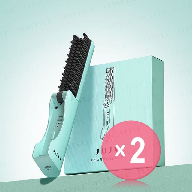 JUJY-Rechargeable Wireless Fast-heating Foldable Mini Bangs Styling Comb 2pcs Bundle Set