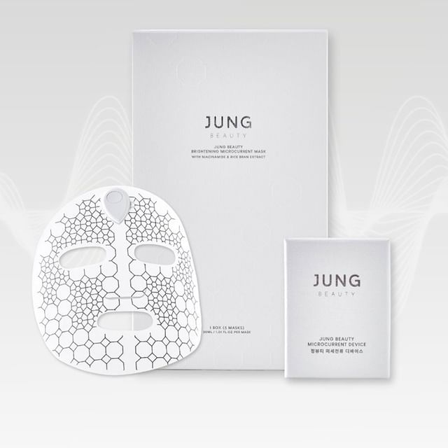 Jung Beauty-Brightening Microcurrent Mask with Niacinamide Rice Bran Extract Device Box Mask Set 5 Stück Bundle - Aufhellende Mikrostrom-Maske mit Gerät
