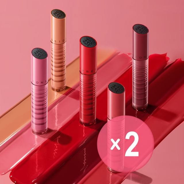 JUNG SAEM MOOL-Lip-Pression Glow Lasting Tint - 5 Colors 2pcs Bundle Set