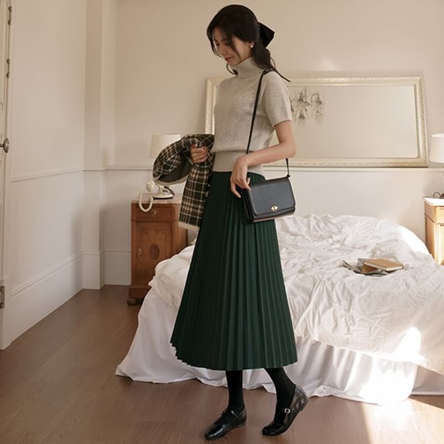 JUSTONE-Accordion-Pleat Long Skirt