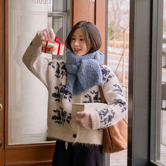 JUSTONE-Bouclé Muffler Scarf
