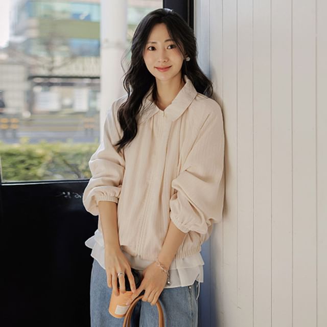 JUSTONE-Collar Light Bomber Jacket