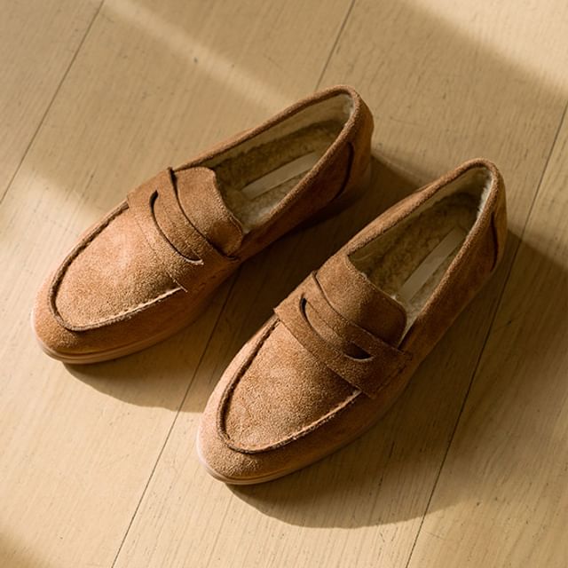 JUSTONE-Faux-Shearling Penny Loafers