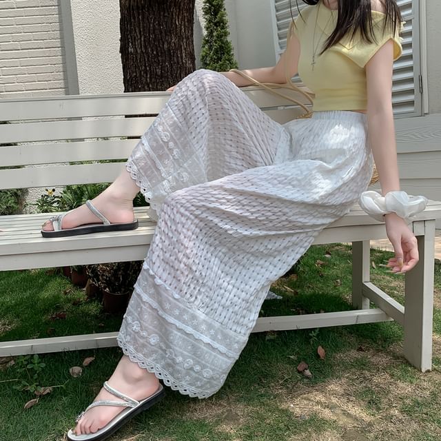 Juuri-High Rise Lace Wide Leg Pants