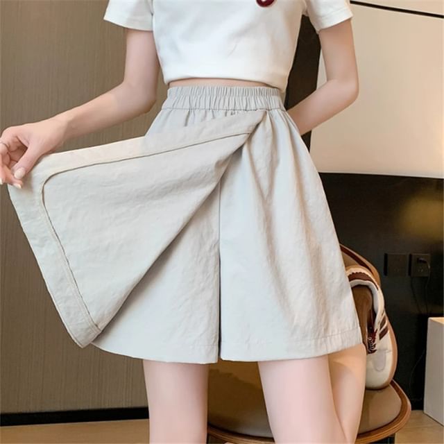 JVL-Elastic Waist Plain Skort