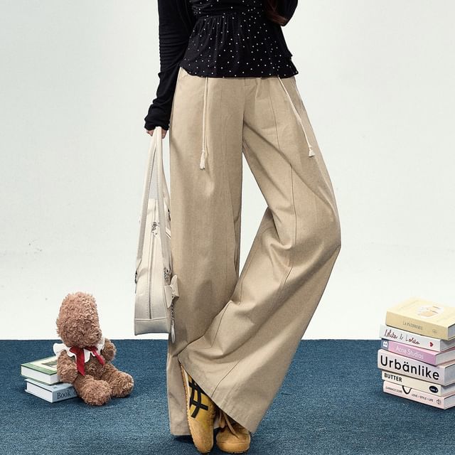 JVL-High Rise Plain Wide Leg Pants