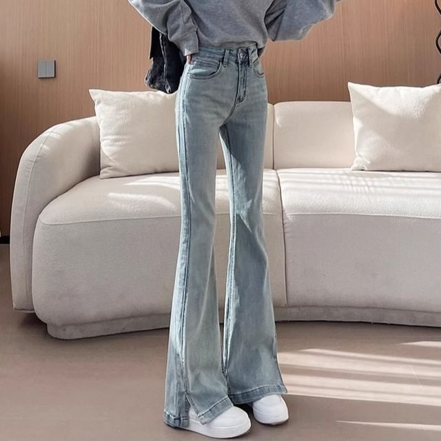 JVL-High Waist Washed Flared Jeans Various Designs