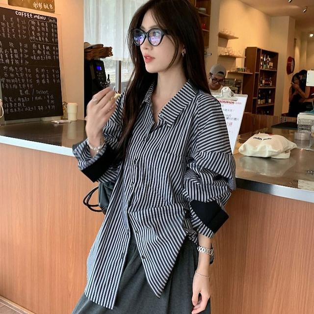 JVL-Long-Sleeve Striped Shirt