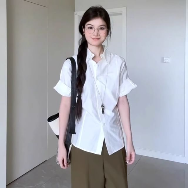 JVL-Short-Sleeve Plain Shirt