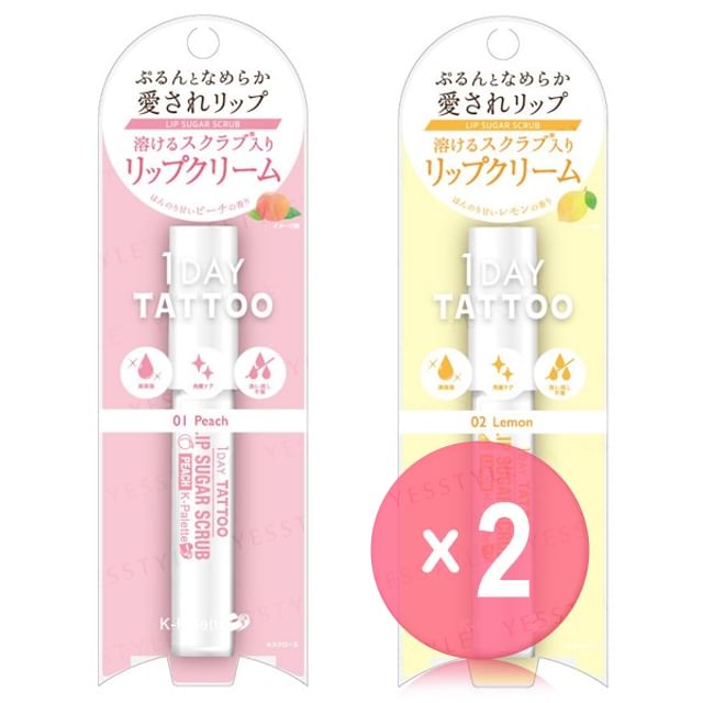 K-Palette-1 Day Tattoo Lip Sugar Scrub 2pcs Bundle Set