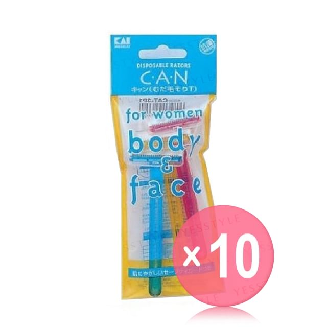 KAI-Can Body Face T Razor 10pcs Bundle Set