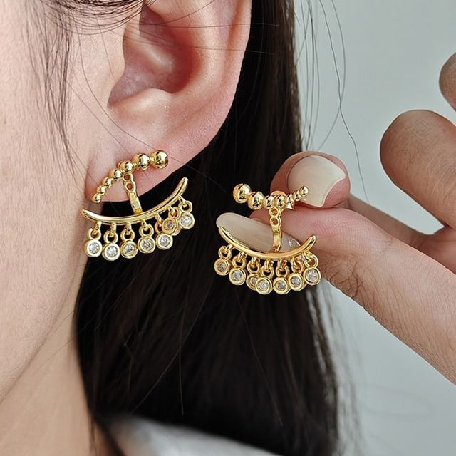 Kamuel-Bead Fringed Stud Earring