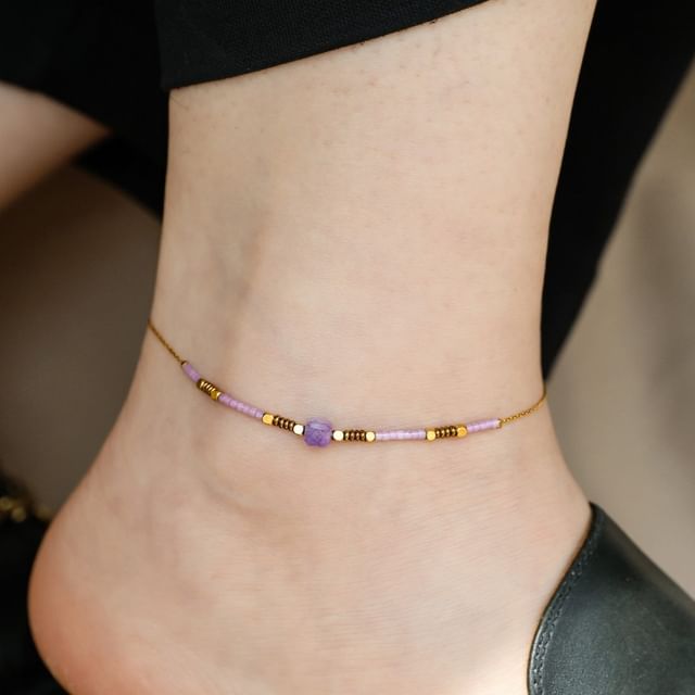 Kamuel-Beaded Thin Anklet