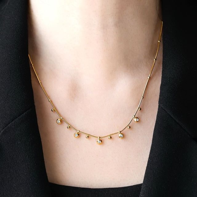 Kamuel-CZ Beaded Necklace