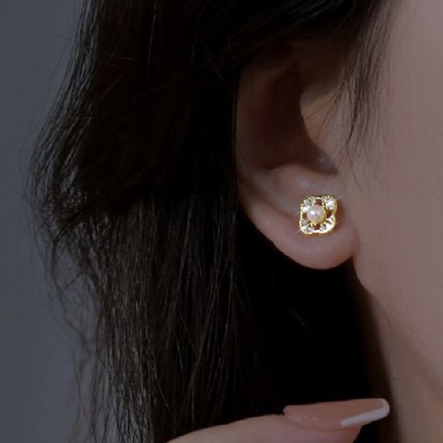 Kamuel-CZ Faux Pearl Stud Earring